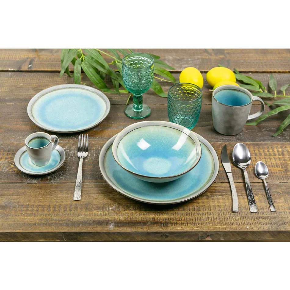 Design 24-delig bestek in staal met schildpadeffect - Rock Viadurini