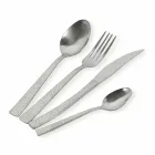 24-delig designer serveerbestek in staal met schildpadeffect - Rockpos Viadurini