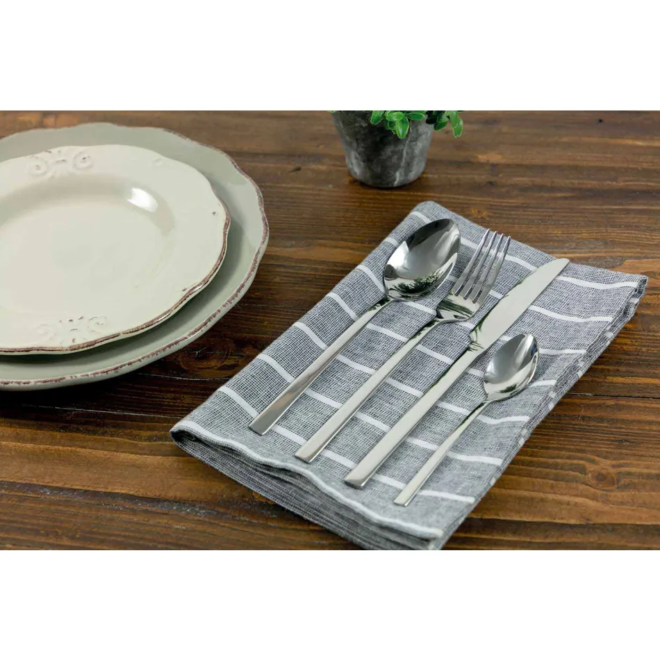 Design Serveerbestek in Satijn Staal 24 Stuks Compleet - Fayette Viadurini