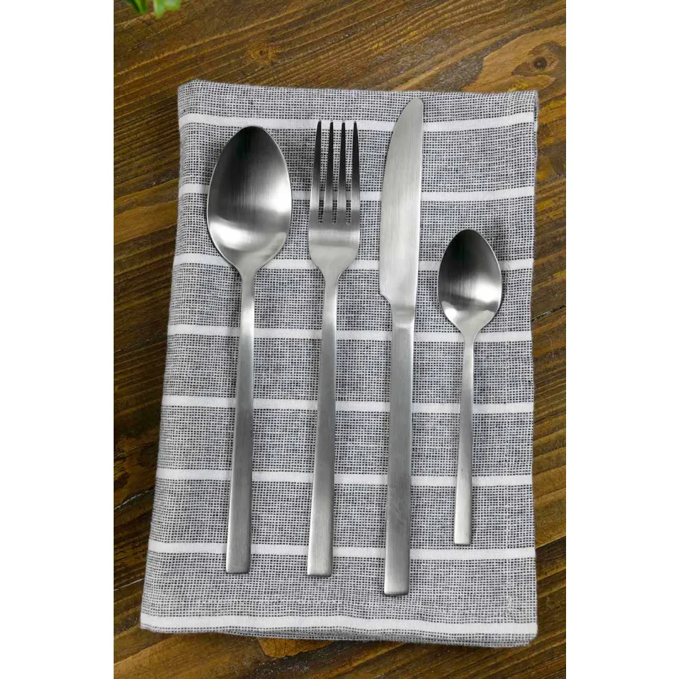 Design Serveerbestek in Satijn Staal 24 Stuks Compleet - Fayette Viadurini