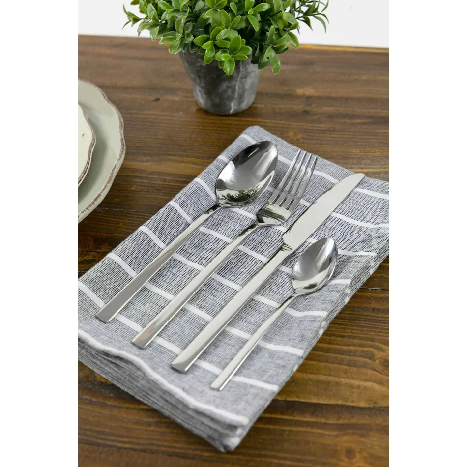 Design Serveerbestek in Satijn Staal 24 Stuks Compleet - Fayette Viadurini