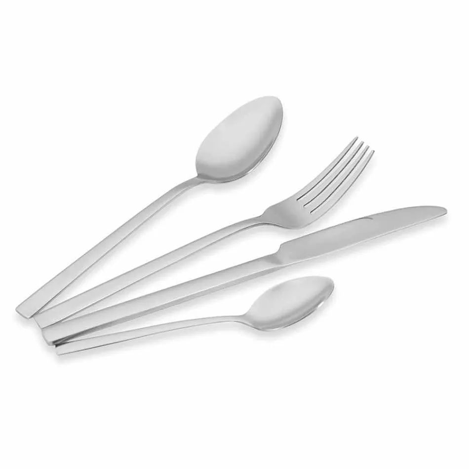 Design Serveerbestek in Satijn Staal 24 Stuks Compleet - Fayettepos Viadurini