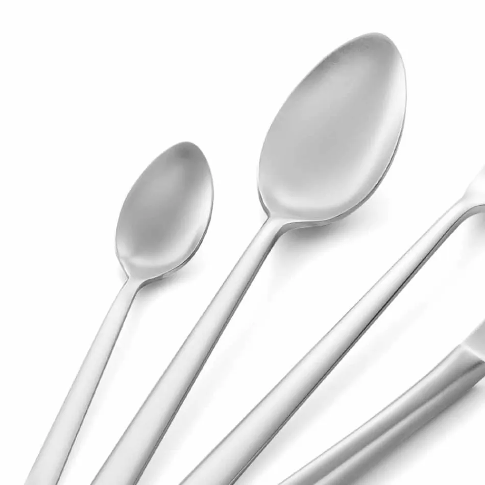 24 stuks luxe gepolijst of gezandstraald gekleurd roestvrijstalen bestek - Lapis Viadurini