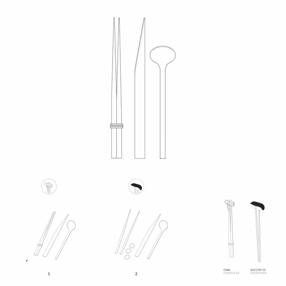 RVS Bestek met Italiaanse Luxe Design Eetstokjes - Carronde Viadurini