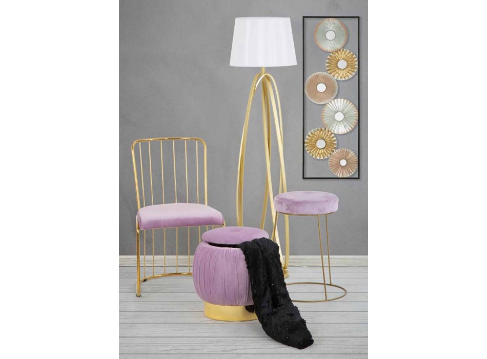 Modern design gekleurde opbergpoef in hout en stof - Jenna Viadurini