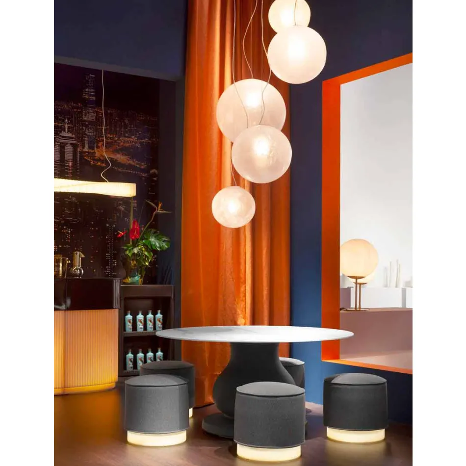 Poef voor buiten, in polyethyleen en stof of leer - Mara Slide Viadurini