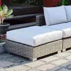 Poef modern exterieur in grijs-taupe Jaco polyethyleen, handgemaakte Viadurini