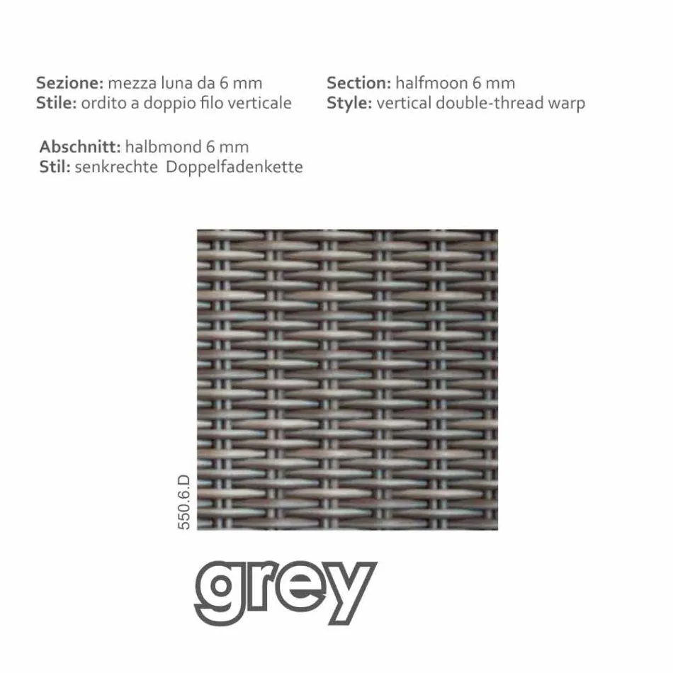 Poef modern exterieur in grijs-taupe Jaco polyethyleen, handgemaakte Viadurini