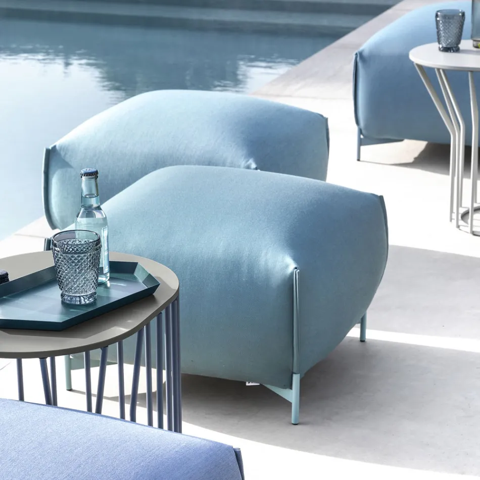 Stoffen tuinpoef met metalen poten Made in Italy - Butter Viadurini