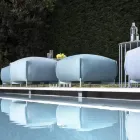 Stoffen tuinpoef met metalen poten Made in Italy - Butter Viadurini