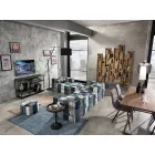 Etnische vierkante poef in patchworkstof of fluweel - vezel Viadurini