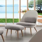 Design poef hout beuken en moderne stoffen gemaakt in Italië Arezzo Viadurini