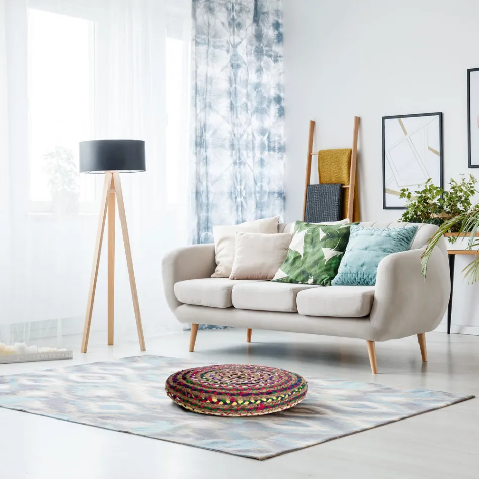 Poef van jute en polystyreen in 2 verschillende maten - Roest Viadurini