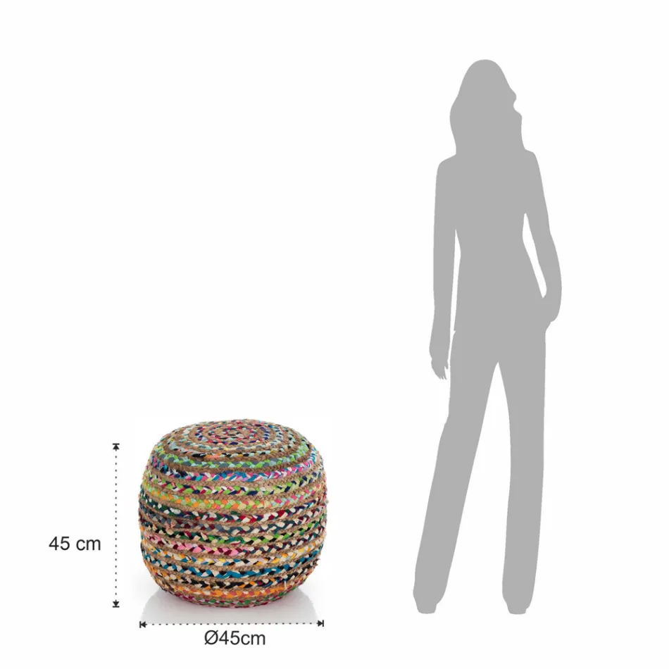 Poef van jute en polystyreen in 2 verschillende maten - Roest Viadurini