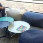 Zachte rechthoekige poef voor binnen en buiten in stof - Naemi Viadurini