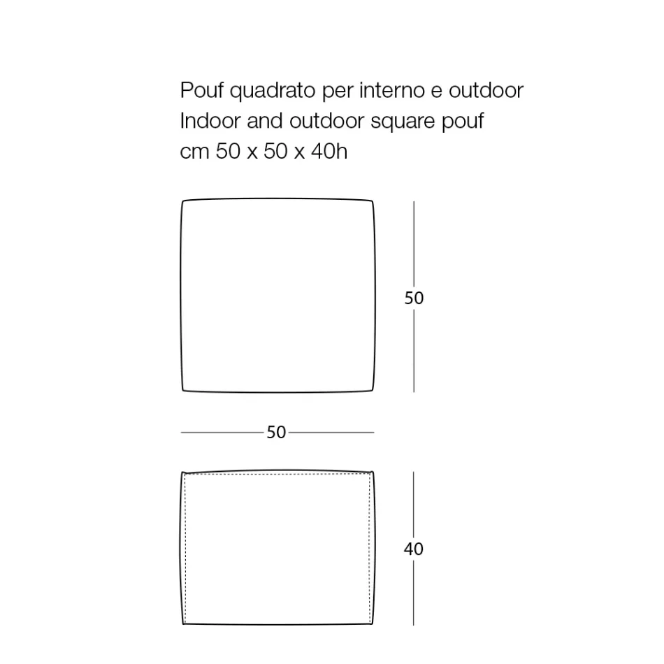 Zachte vierkante poef voor binnen en buiten in verschillende kleuren stof - Naemi Viadurini