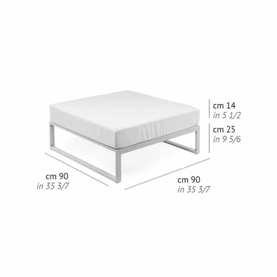 Vierkante poef voor buiten aluminium 3 afwerkingen Luxe ontwerp - Julie Viadurini