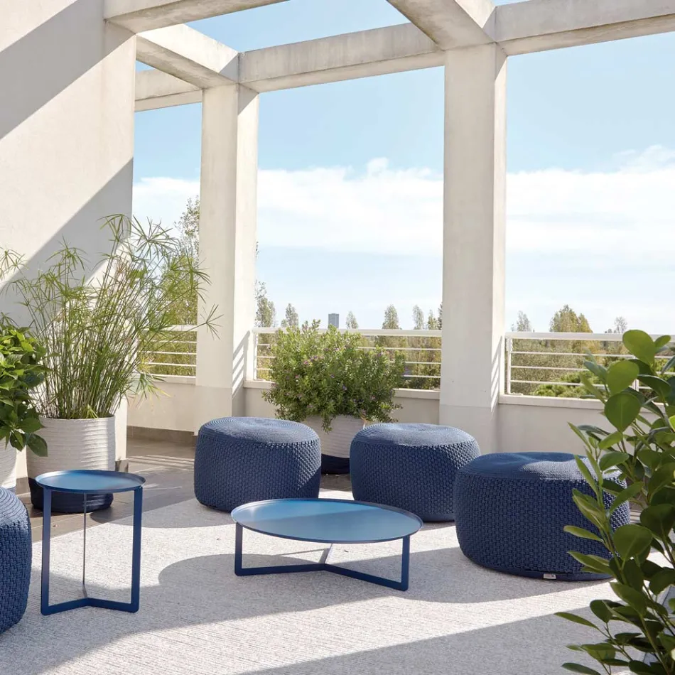 Ronde tuinpoef van polypropyleen in 3 kleuren Made in Italy - Francisco Viadurini