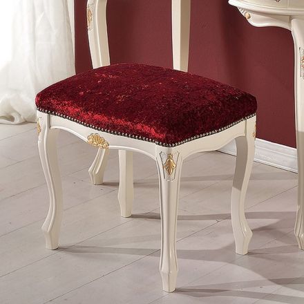 Klassieke stijl poef in walnoothout en stof gemaakt in Italië - luxe Viadurini