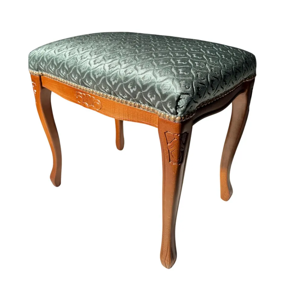 Klassieke stijl poef in walnoothout en stof gemaakt in Italië - luxe Viadurini