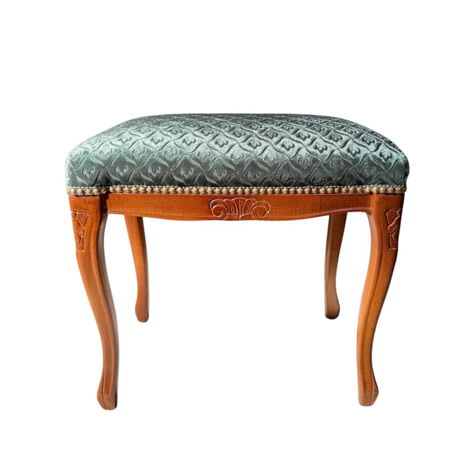 Klassieke stijl poef in walnoothout en stof gemaakt in Italië - luxe Viadurini