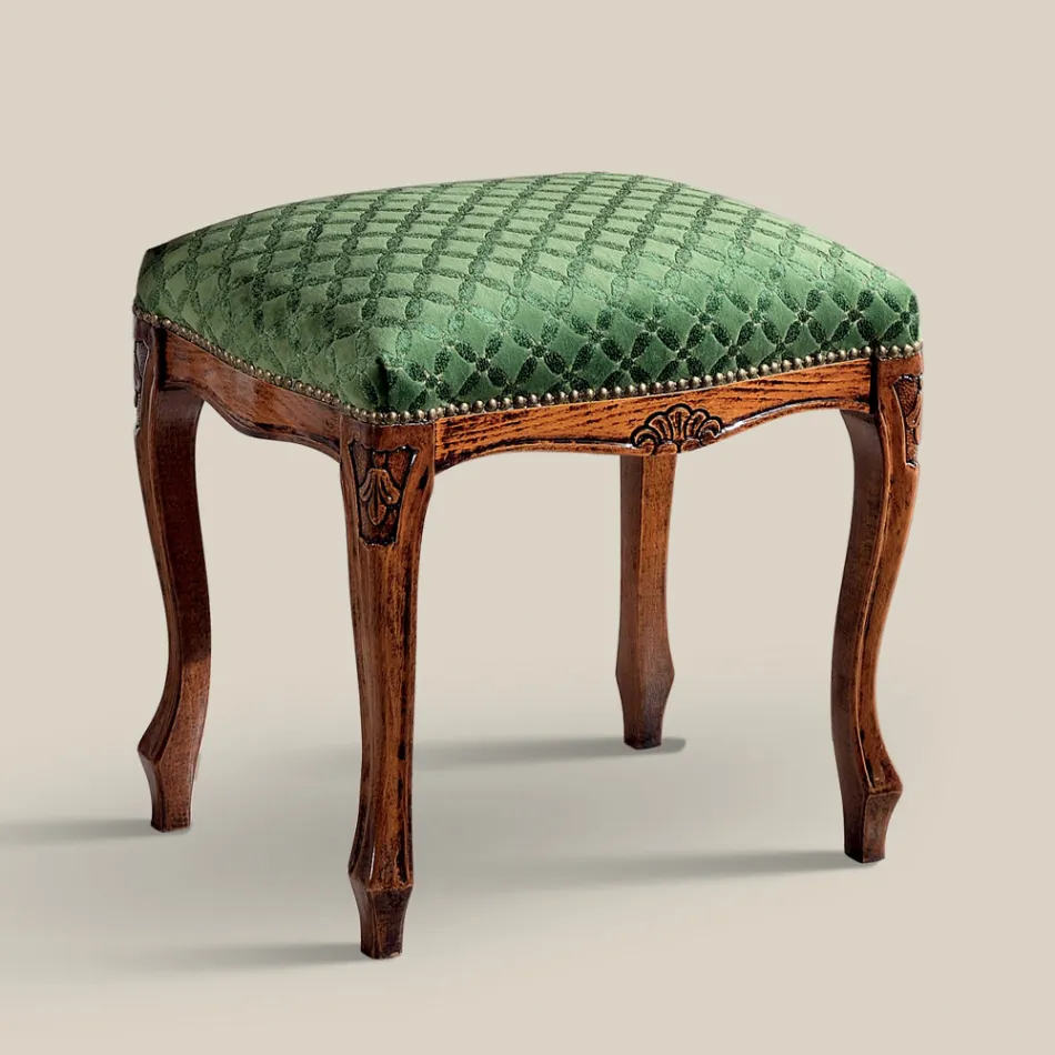 Klassieke stijl poef in walnoothout en stof gemaakt in Italië - luxe Viadurini