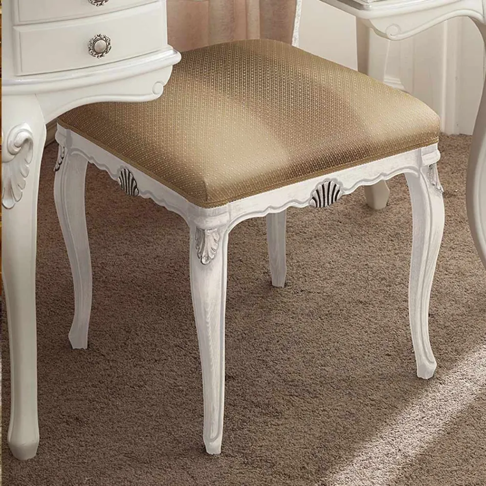 Klassieke stijl poef in hout bedekt met stof gemaakt in Italië - Cambrige Viadurini