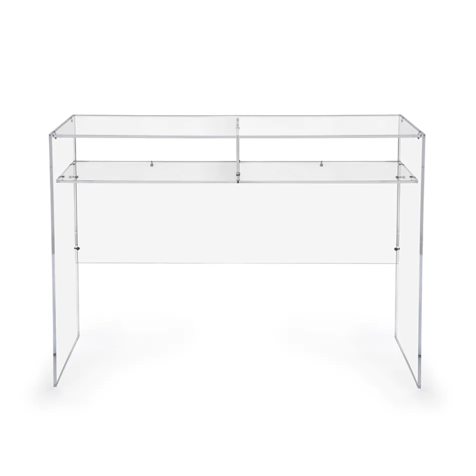 Praktisch vrijstaand bureau van transparant plexiglas, gemaakt in Italië - Ghea Viadurini