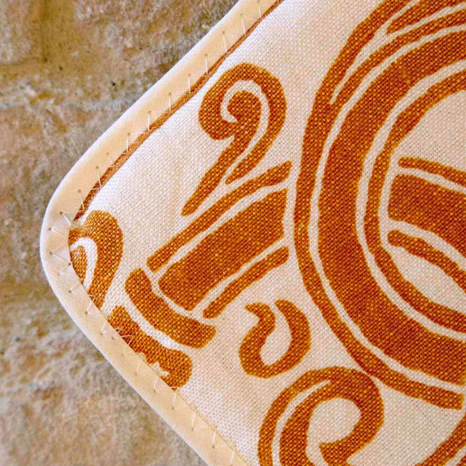 Pannenlappen van Italiaanse kunst in puur linnen met handafdruk uit één stuk - merken Viadurini