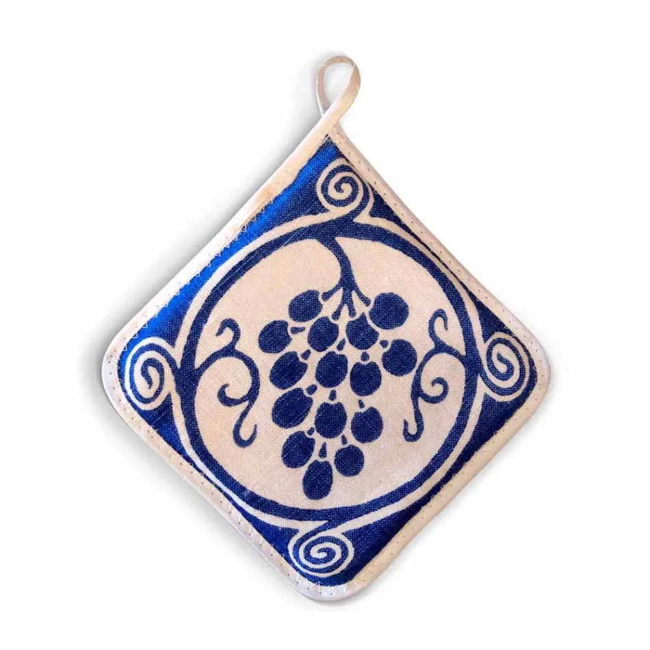 Pannenlappen van Italiaanse kunst in puur linnen met handafdruk uit één stuk - merken Viadurini