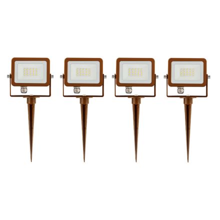 4 Stuks Corten Aluminium Outdoor Led Spotlight Projector - Lichtblauw Viadurini