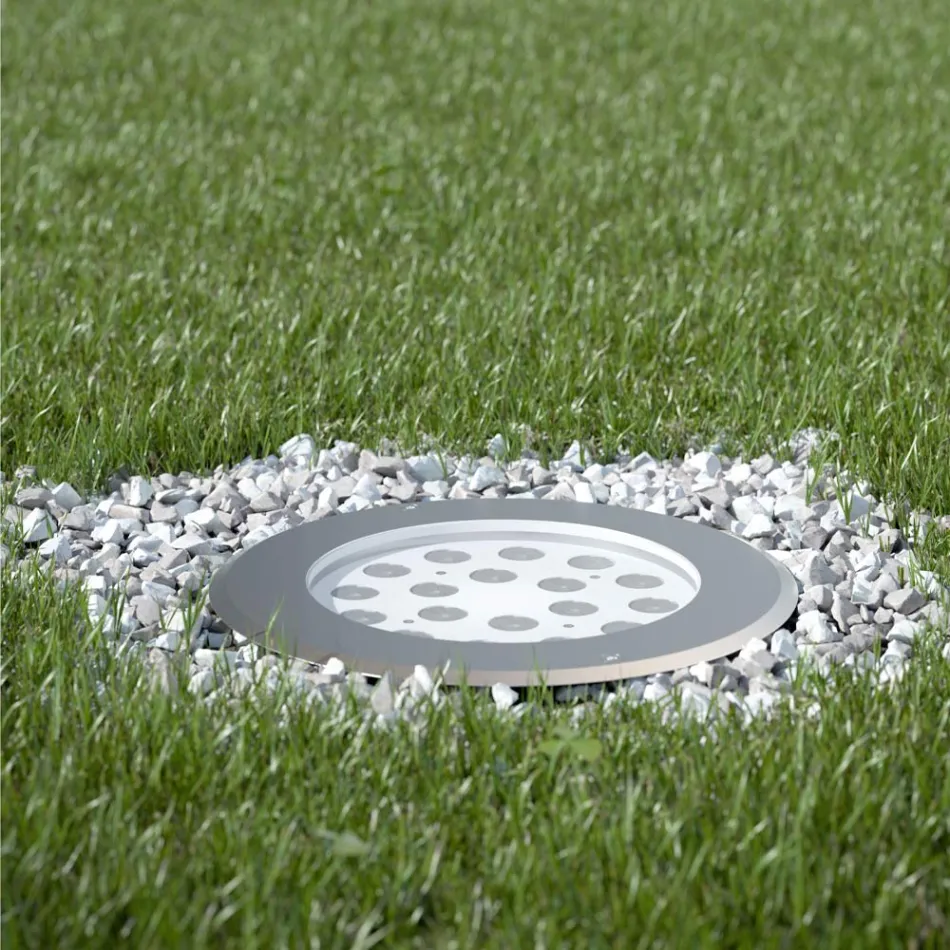 Ronde schijnwerper met LED buiten in roestvrij staal - Dakota Viadurini