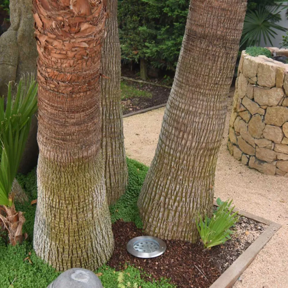 Ronde schijnwerper met LED buiten in roestvrij staal - Dakota Viadurini