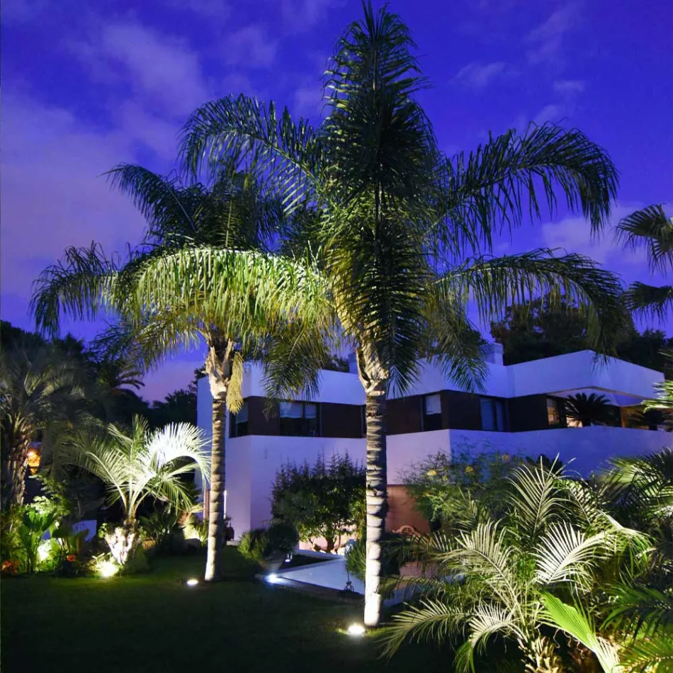 Ronde schijnwerper met LED buiten in roestvrij staal - Dakota Viadurini