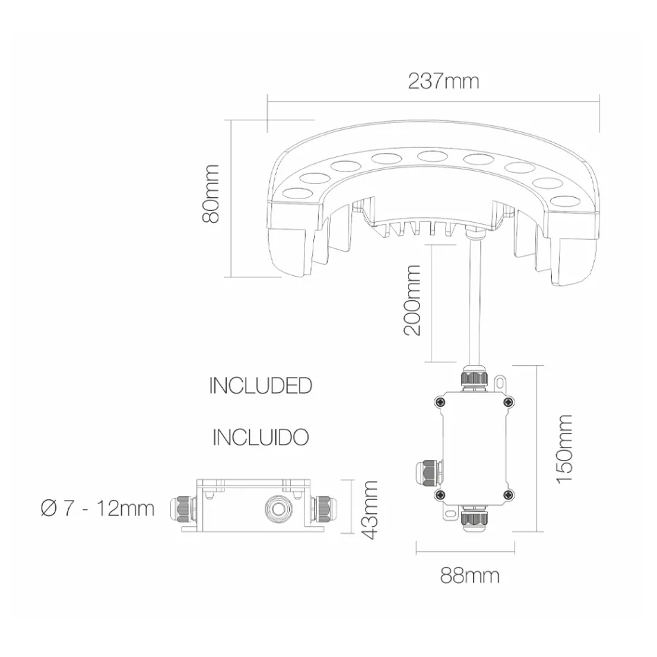 9W led-buitenschijnwerper in matzwarte aluminium afwerking - Tudor Viadurini