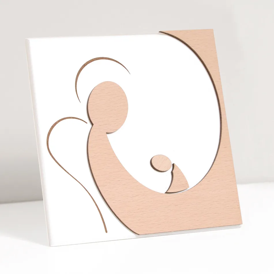 Kleine afbeelding van de moedersengel lasergegraveerd Made in Italy - Augustina Viadurini