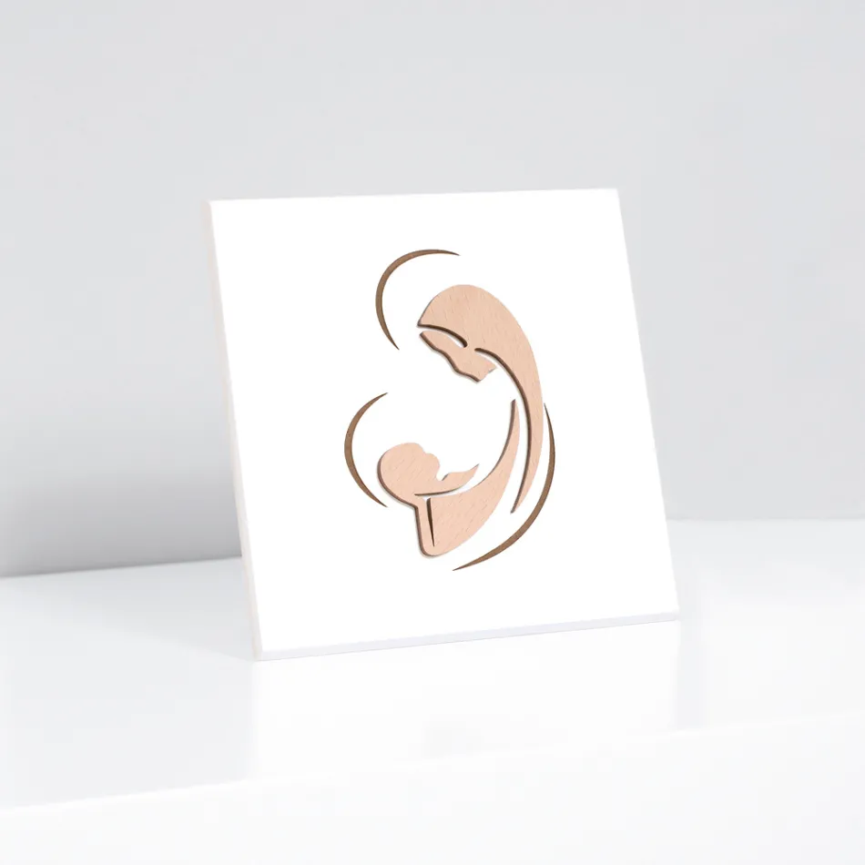 Lasergegraveerde afbeelding van Maria en baby Jezus gemaakt in Italië - Nigella Viadurini