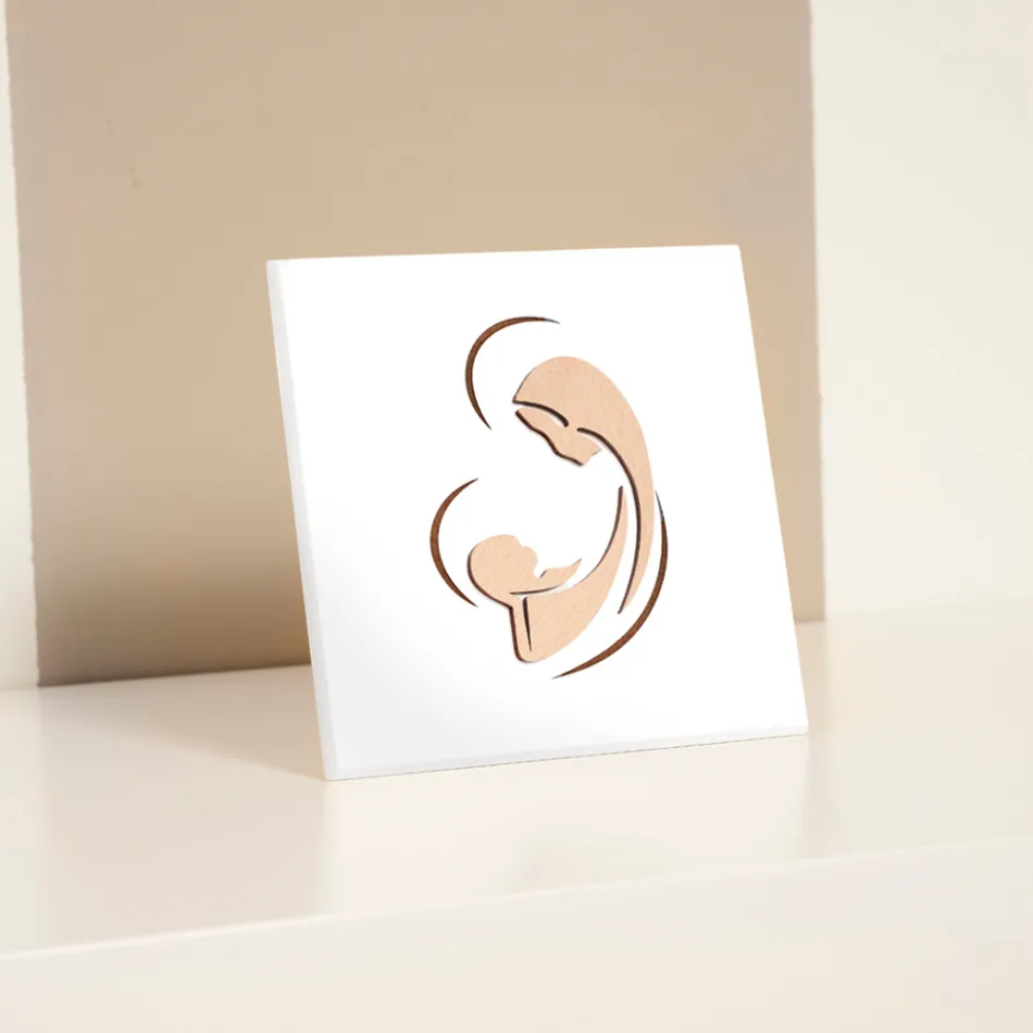 Lasergegraveerde afbeelding van Maria en baby Jezus gemaakt in Italië - Nigella Viadurini