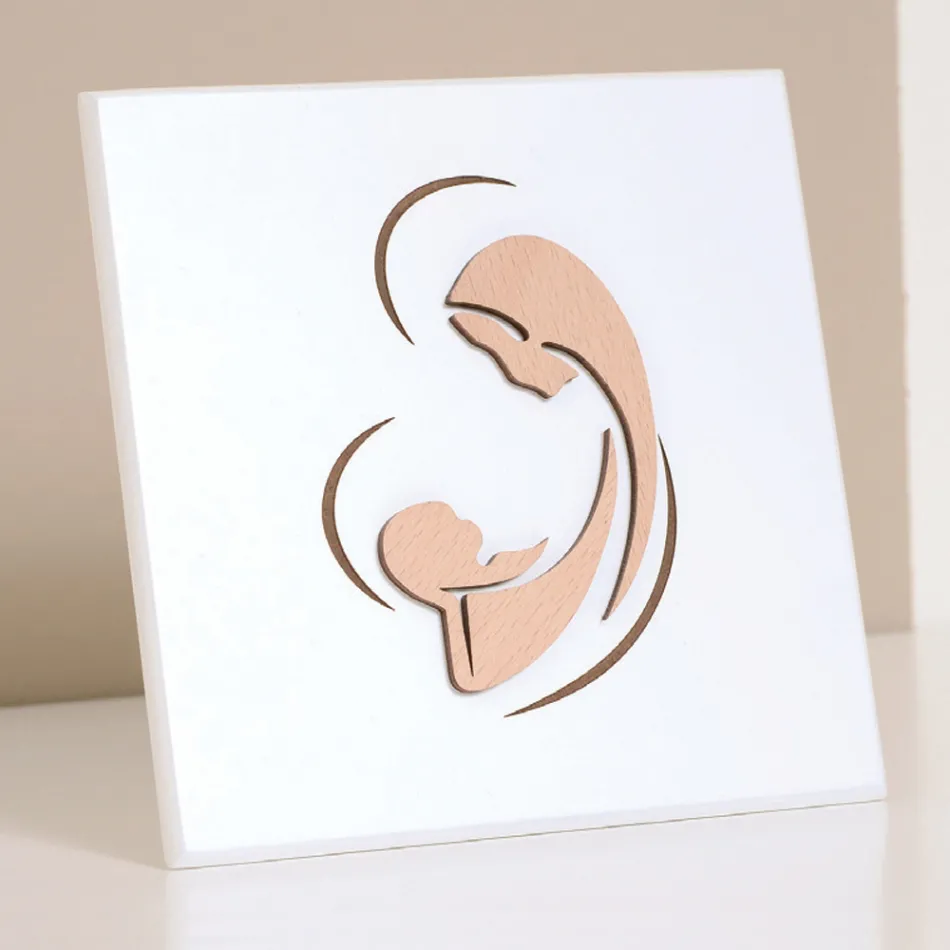 Lasergegraveerde afbeelding van Maria en baby Jezus gemaakt in Italië - Nigella Viadurini