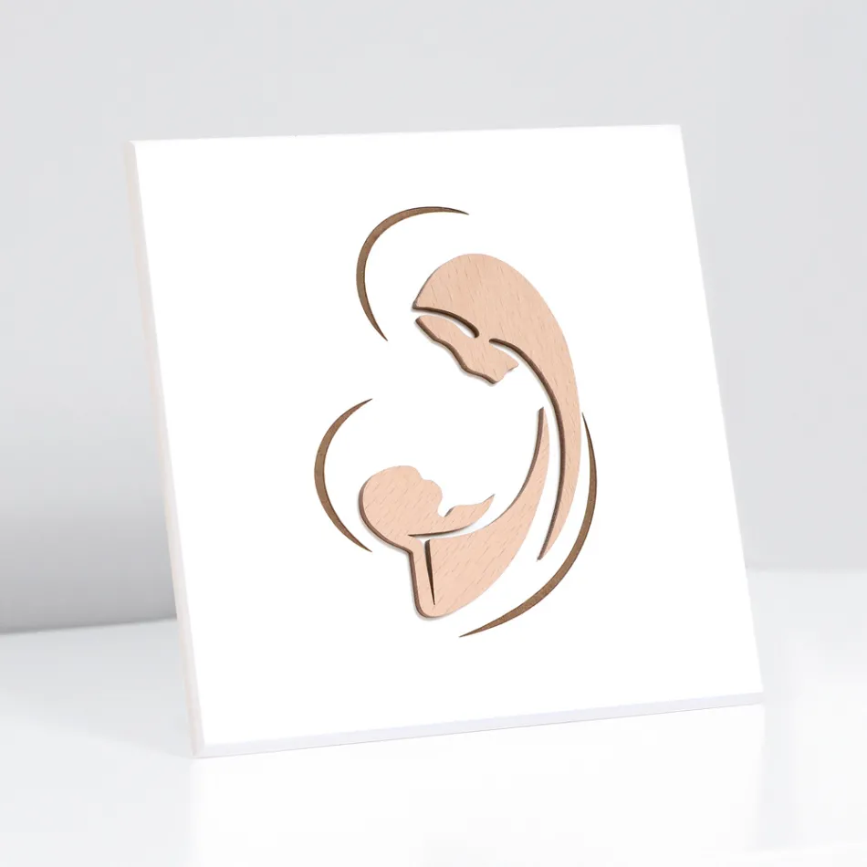 Lasergegraveerde afbeelding van Maria en baby Jezus gemaakt in Italië - Nigella Viadurini