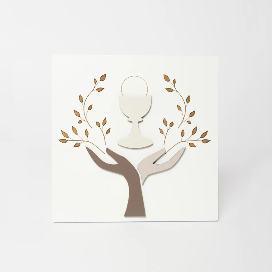 Foto gemaakt met lasergravure van olijfboom en hostie Made in Italy - Joel Viadurini