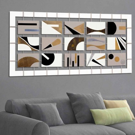 Abstract raamwerk met vijftien panelen opgehangen aan Craig-touwen Viadurini