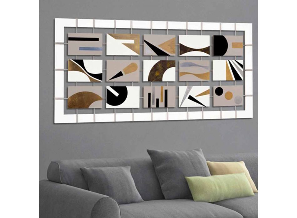 Abstract raamwerk met vijftien panelen opgehangen aan Craig-touwen Viadurini