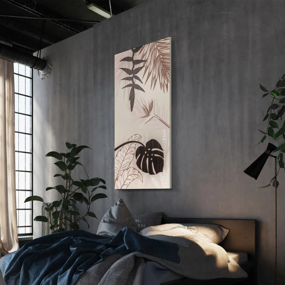 Schilderij met tropisch motief gemaakt met laser Made in Italy - Saeko Viadurini