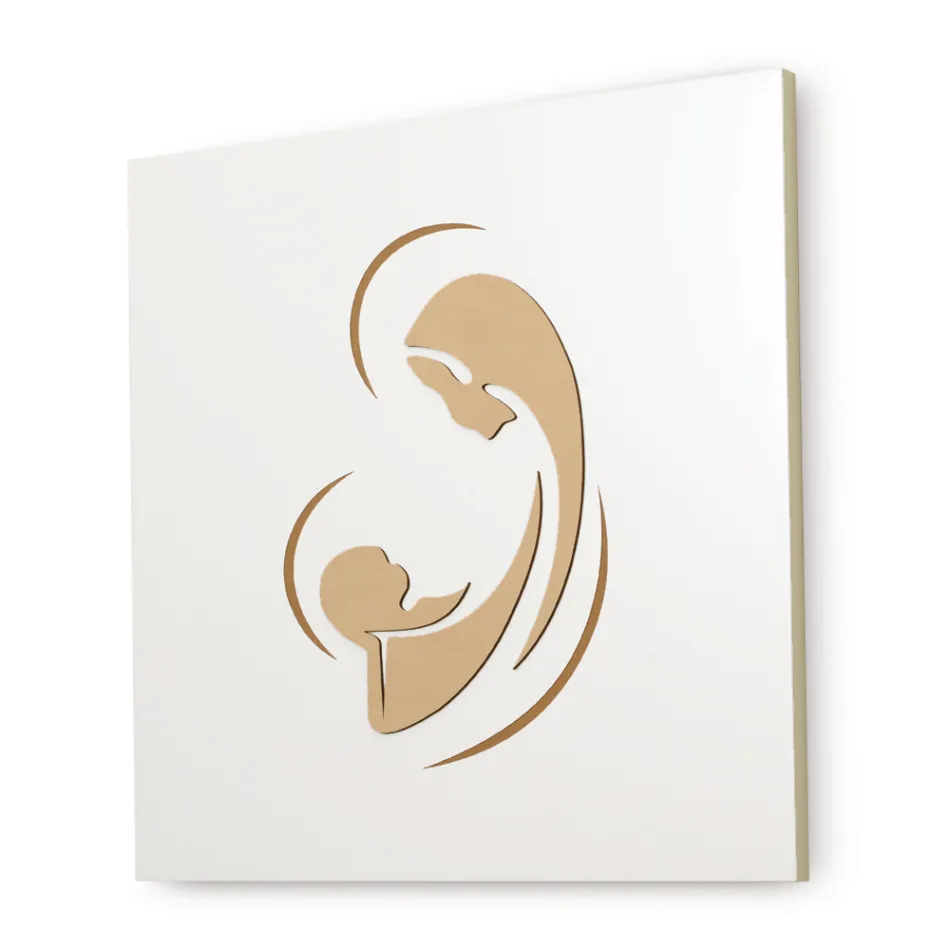 Lasergegraveerde afbeelding van de Madonna met kind gemaakt in Italië - Bashira Viadurini