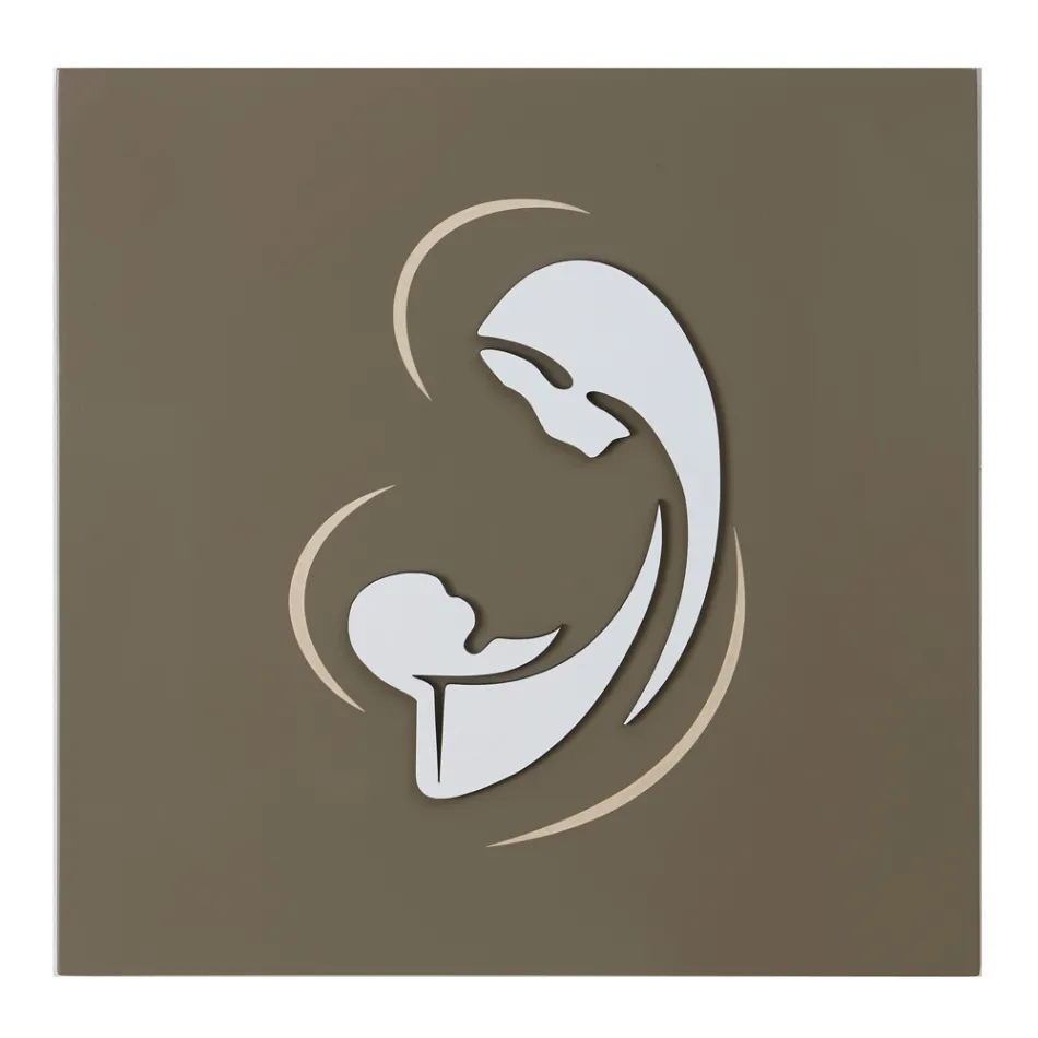 Lasergegraveerde afbeelding van de Madonna met kind gemaakt in Italië - Bashira Viadurini