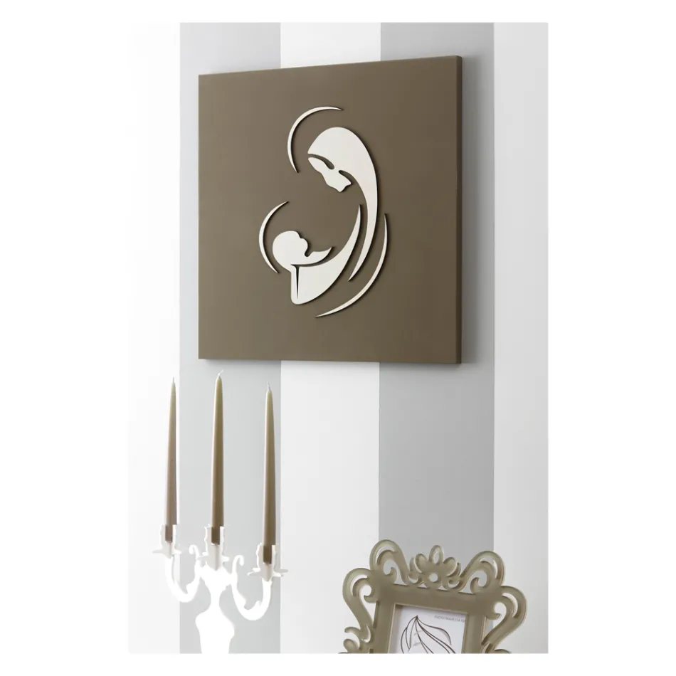 Lasergegraveerde afbeelding van de Madonna met kind gemaakt in Italië - Bashira Viadurini