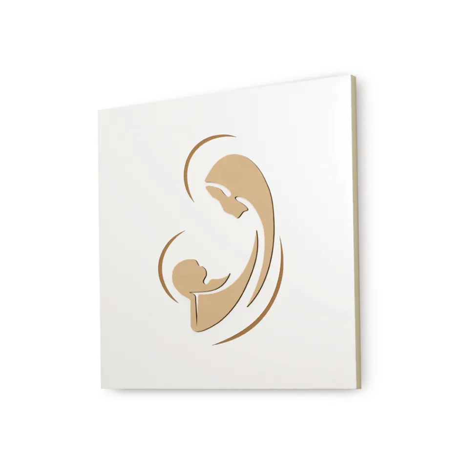 Lasergegraveerde afbeelding van de Madonna met kind gemaakt in Italië - Bashira Viadurini