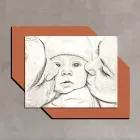 Houten foto met print van een kus voor een kind Made in Italy - Andorra Viadurini