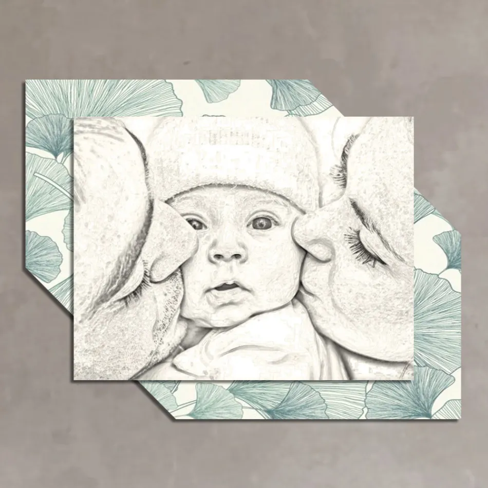 Houten foto met print van een kus voor een kind Made in Italy - Andorra Viadurini